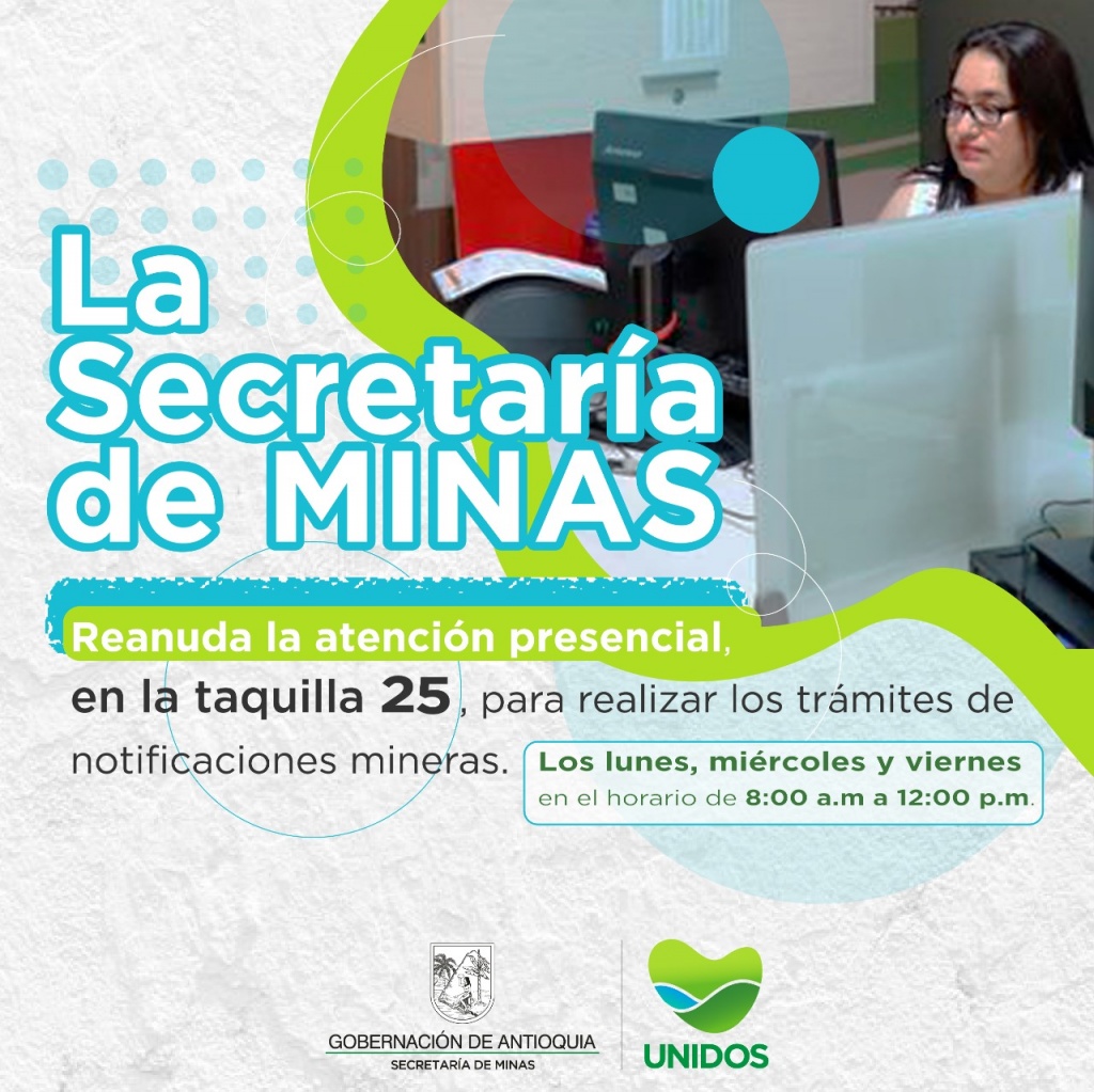 La Secretaría de Minas reanuda la atención presencial