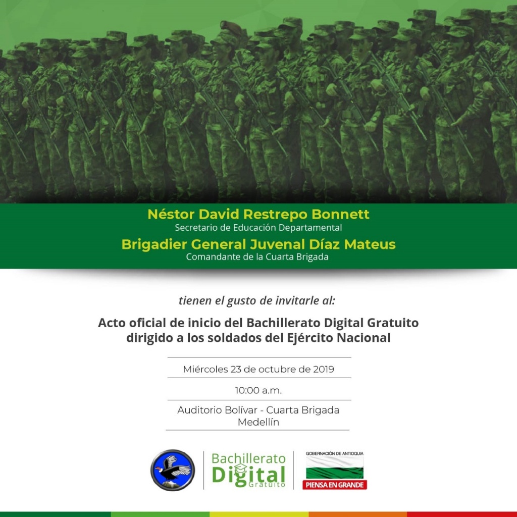 Acto oficial de inicio del Bachillerato Digital Gratuito dirigido a los soldados del Ejército Nacional