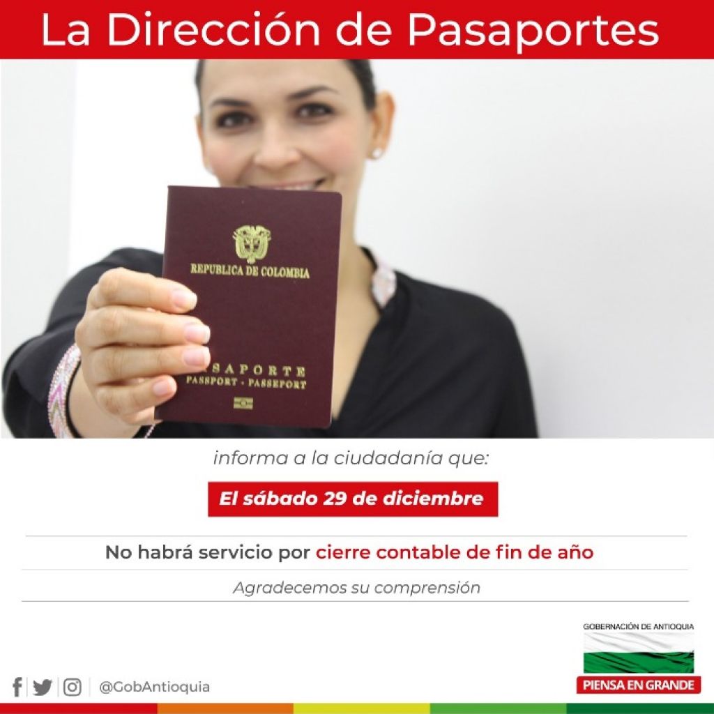 La Oficina de Pasaportes no prestará servicios  el 29 y el 31 de diciembre
