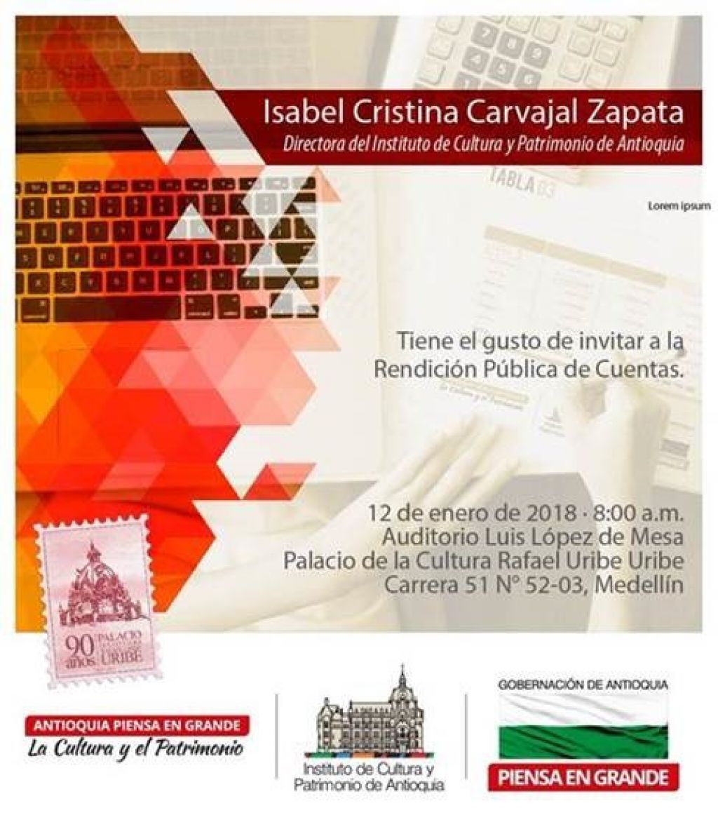 Invitación Rendición de Cuentas Instituto de Cultura y Patrimonio de Antioquia