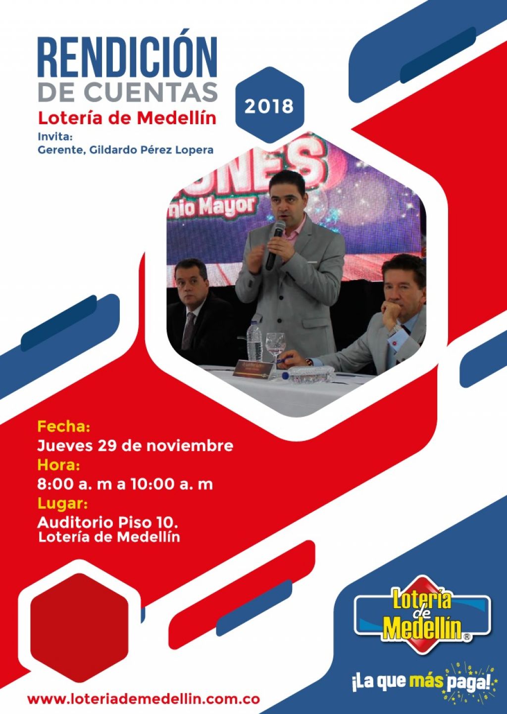 Gerente de Lotería de Medellín Gildardo Pérez Lopera, invita a la rendición de cuentas 2018