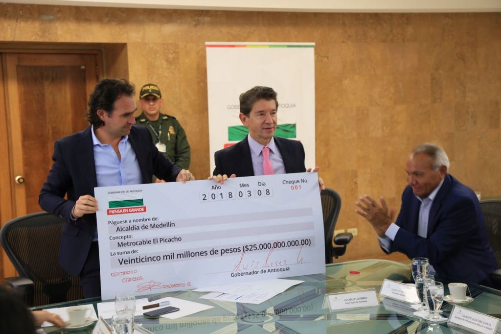 25 mil millones de pesos aporte de la Gobernación de Antioquia a la construcción del Metrocable de El Picacho