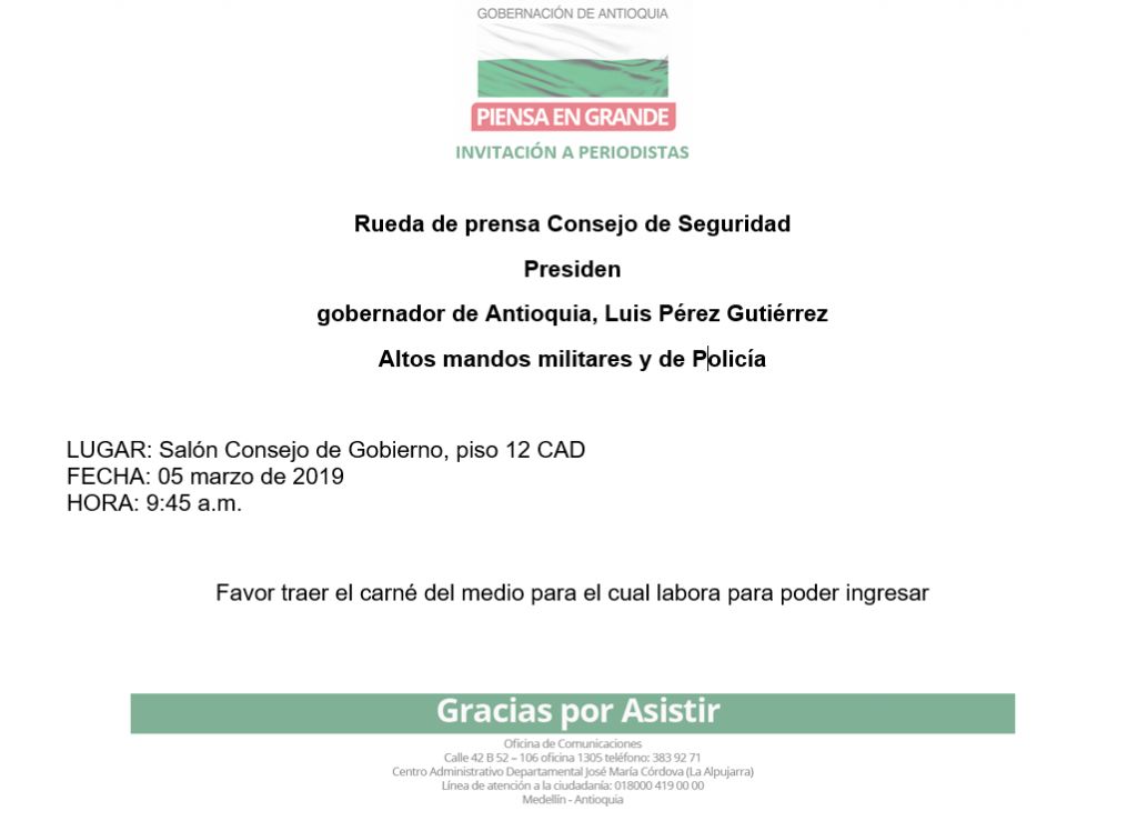 Invitación: rueda de prensa Consejo de Seguridad, martes 05 de marzo de 2019
