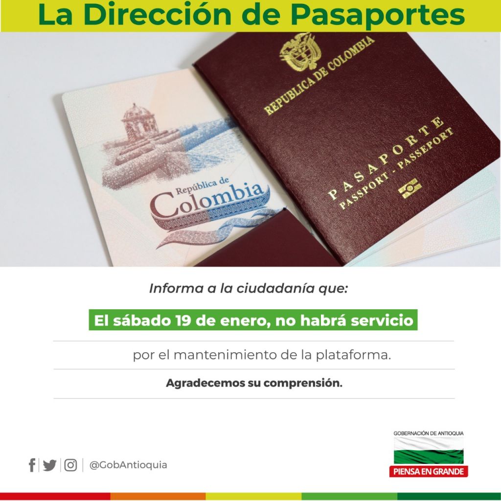 La Dirección de Pasaportes informa que el sábado 19 de enero, no habrá servicio