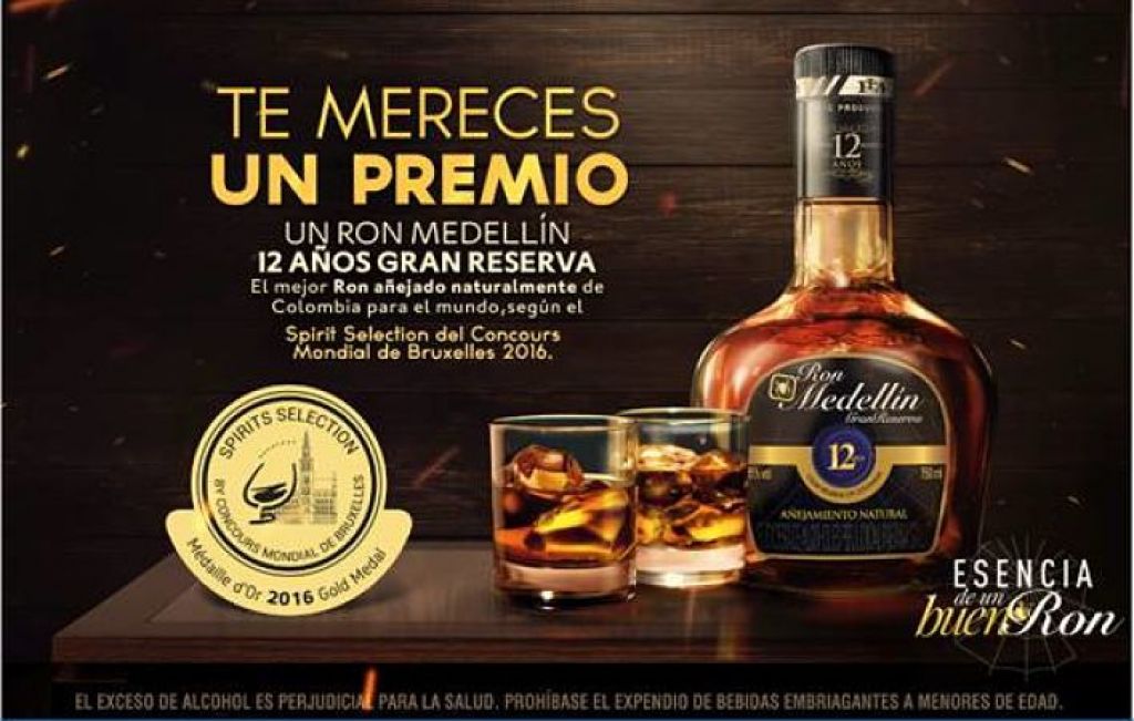 Medalla de Oro para el Ron Medellín 12 años, considerado el mejor ron puro de Colombia y el mundo