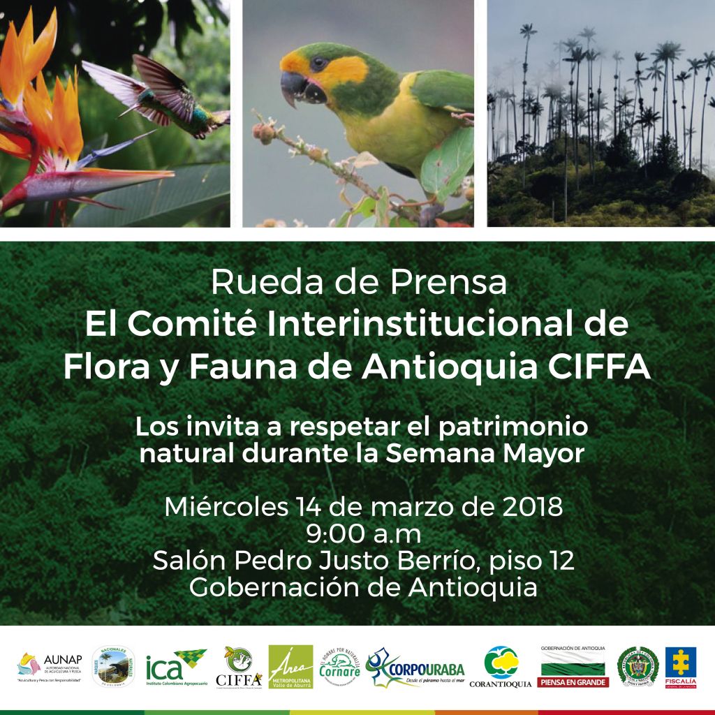 Invitación Rueda de Prensa. Comité Interinstitucional de Flora y Fauna. Protección patrimonio natural durante la Semana Mayor