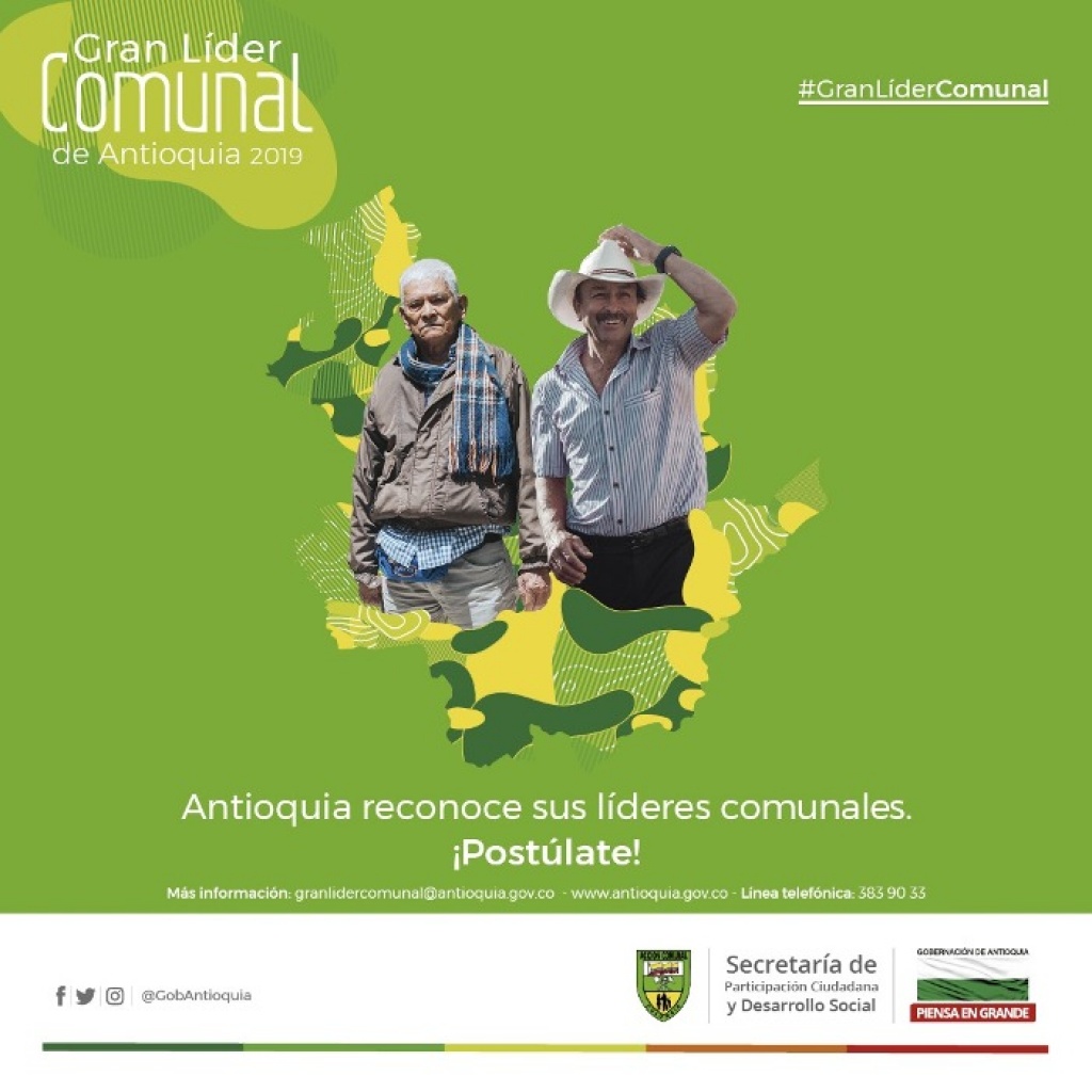 Abre la convocatoria para elegir al Gran Líder Comunal de Antioquia 2019