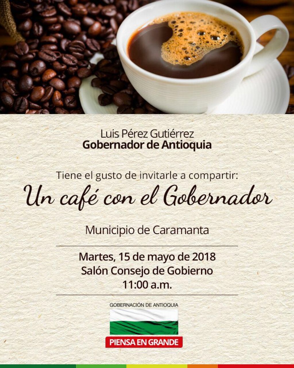 El Gobernador de Antioquia invita a Un Café con el Gobernador