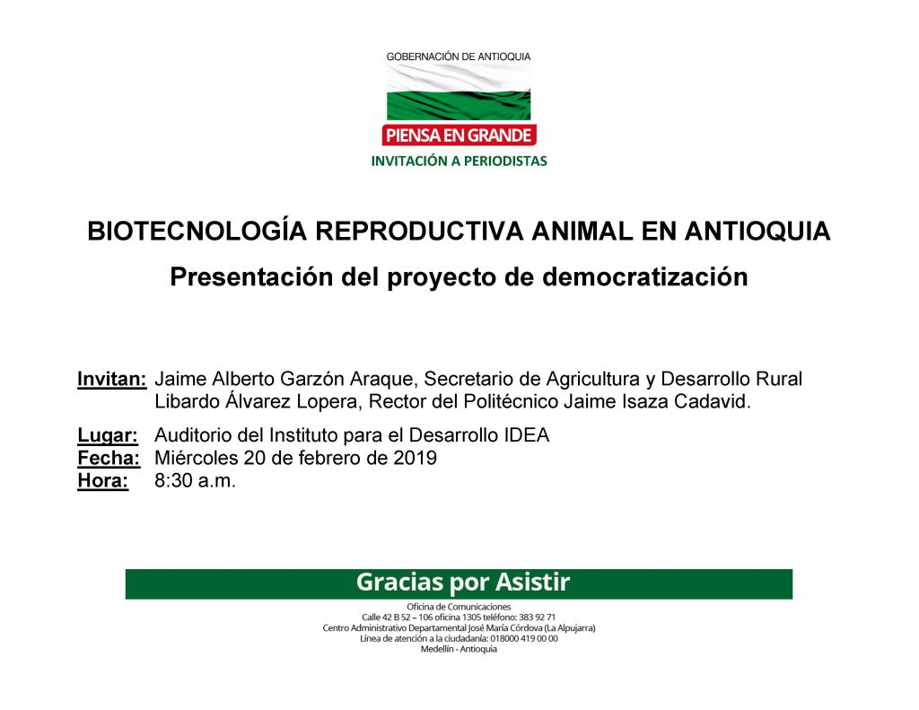 Rueda de prensa de Agricultura: Biotecnología Reproductiva animal en Antioquia
