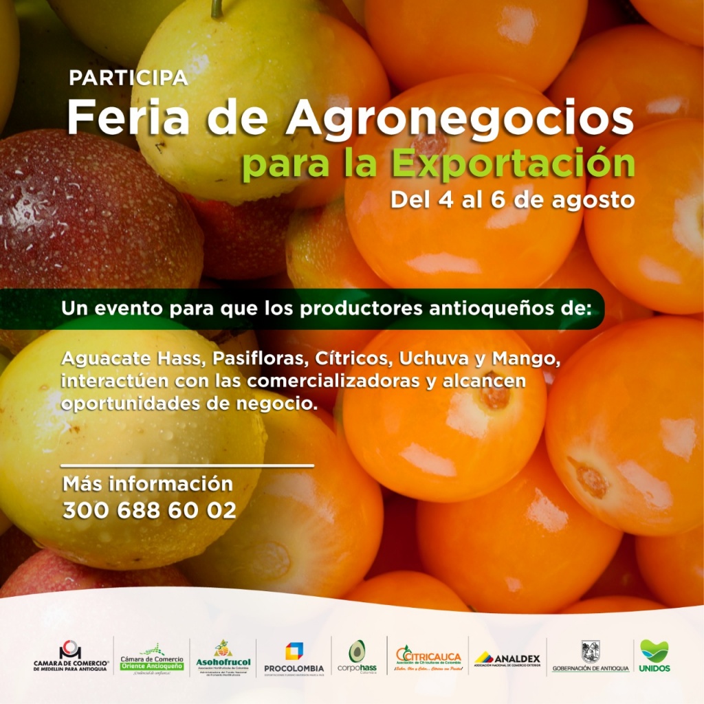 La Gobernación de Antioquia realizará la Primera Feria Virtual de Agronegocios para la Exportación