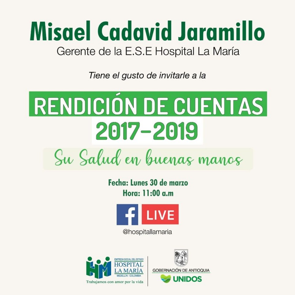 Invitación Rendición de Cuentas ESE Hospital La Maria