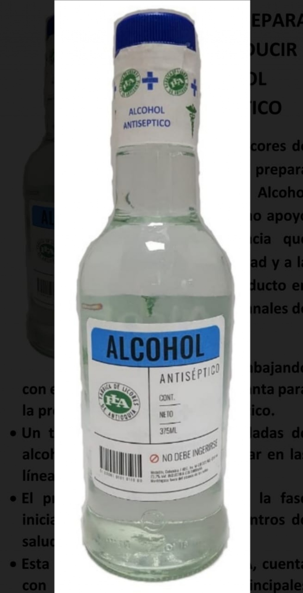 La FLA se prepara para producir alcohol antiséptico