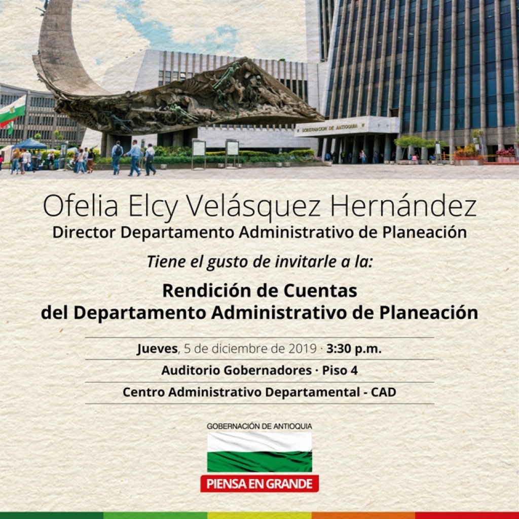 Invitación a la Rendición de Cuentas de la Directora del Departamento Administrativo de Planeación