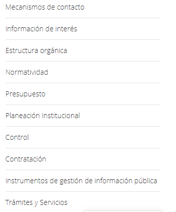 Menú de transparencia