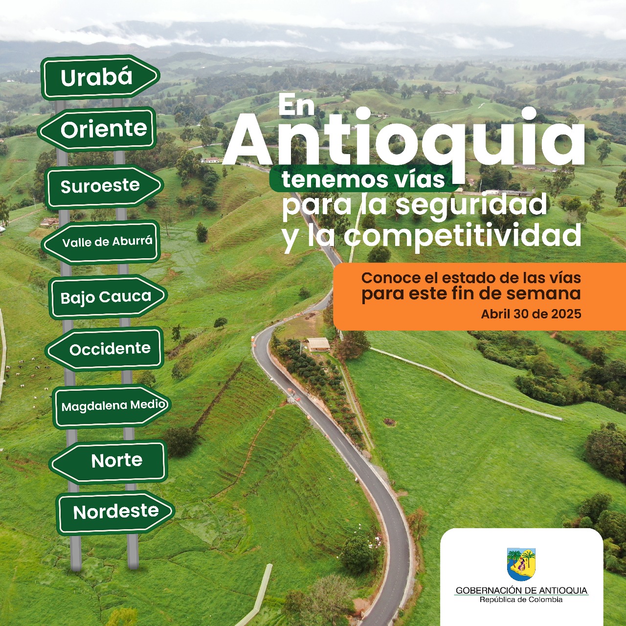 Estado de las vías en Antioquia para este fin de semana 