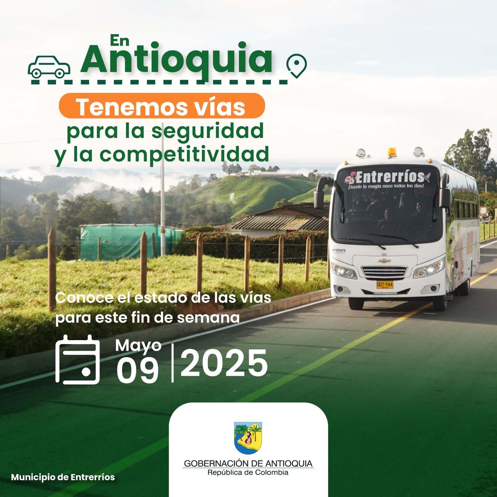 Estado de las vías en Antioquia para este fin de semana 