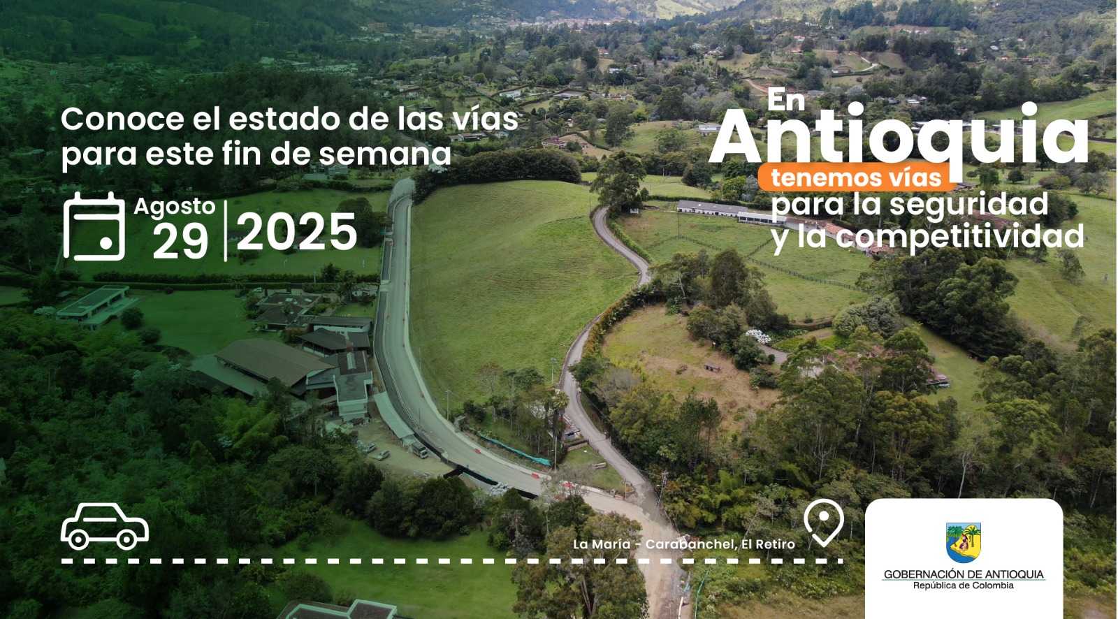Estado de las vías en Antioquia para este fin de semana