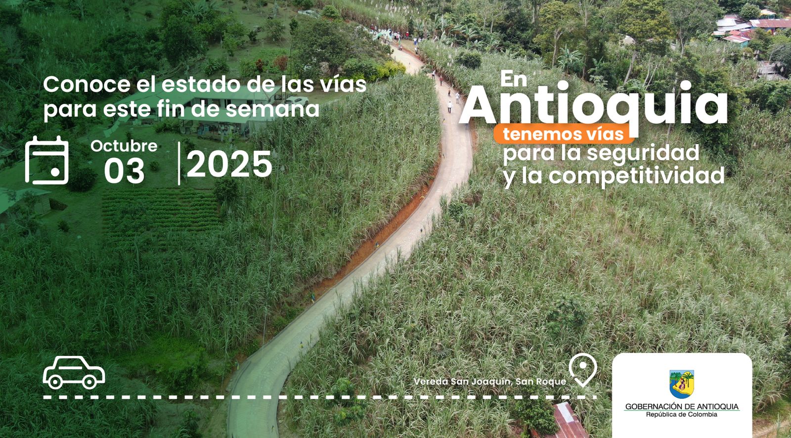 Estado de las vías en Antioquia para este fin de semana 