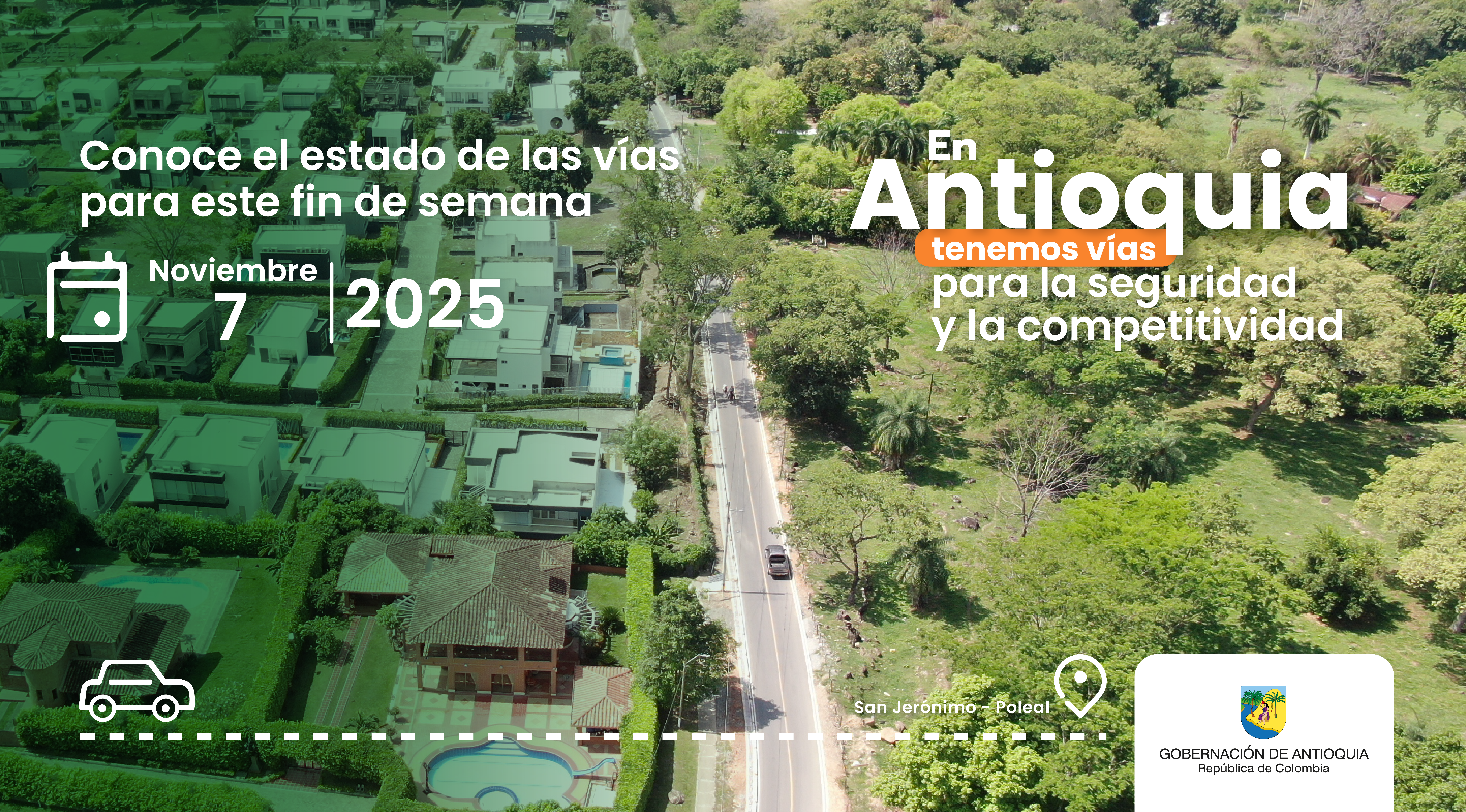 Estado de las vías en Antioquia para este fin de semana