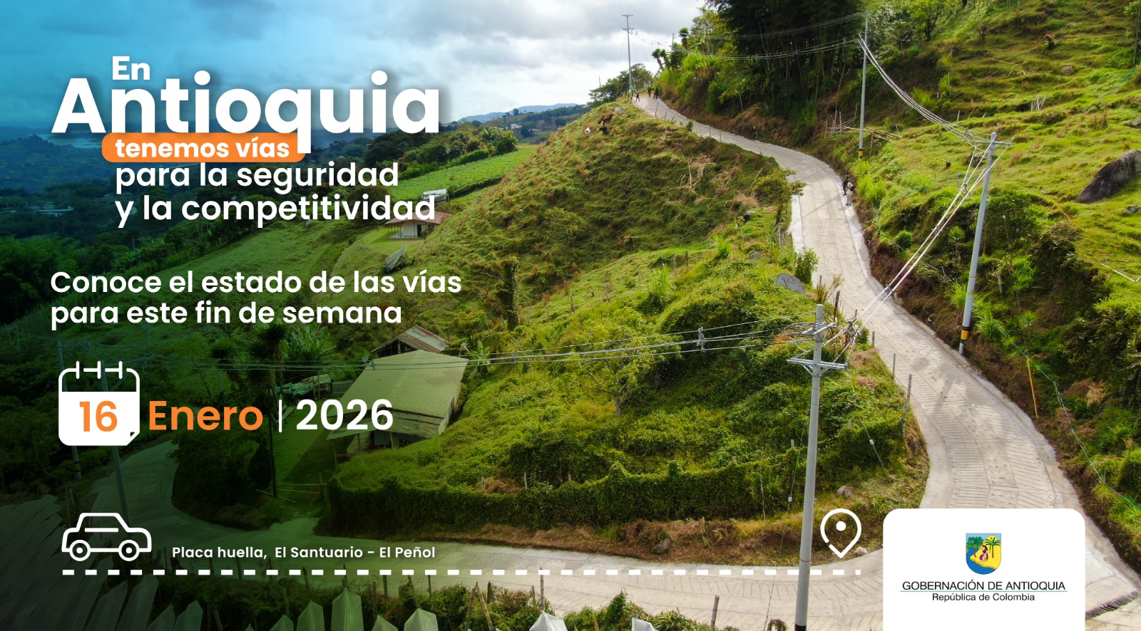 Estado de las vías en Antioquia para este fin de semana