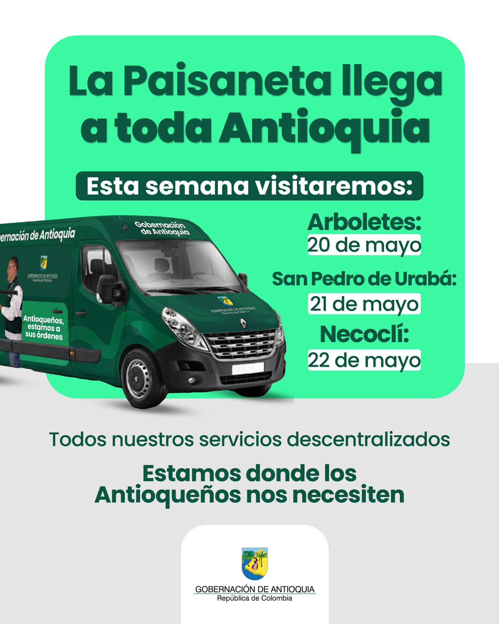 La Paisaneta sigue recorriendo Antioquia acercando la oferta institucional a los territorios