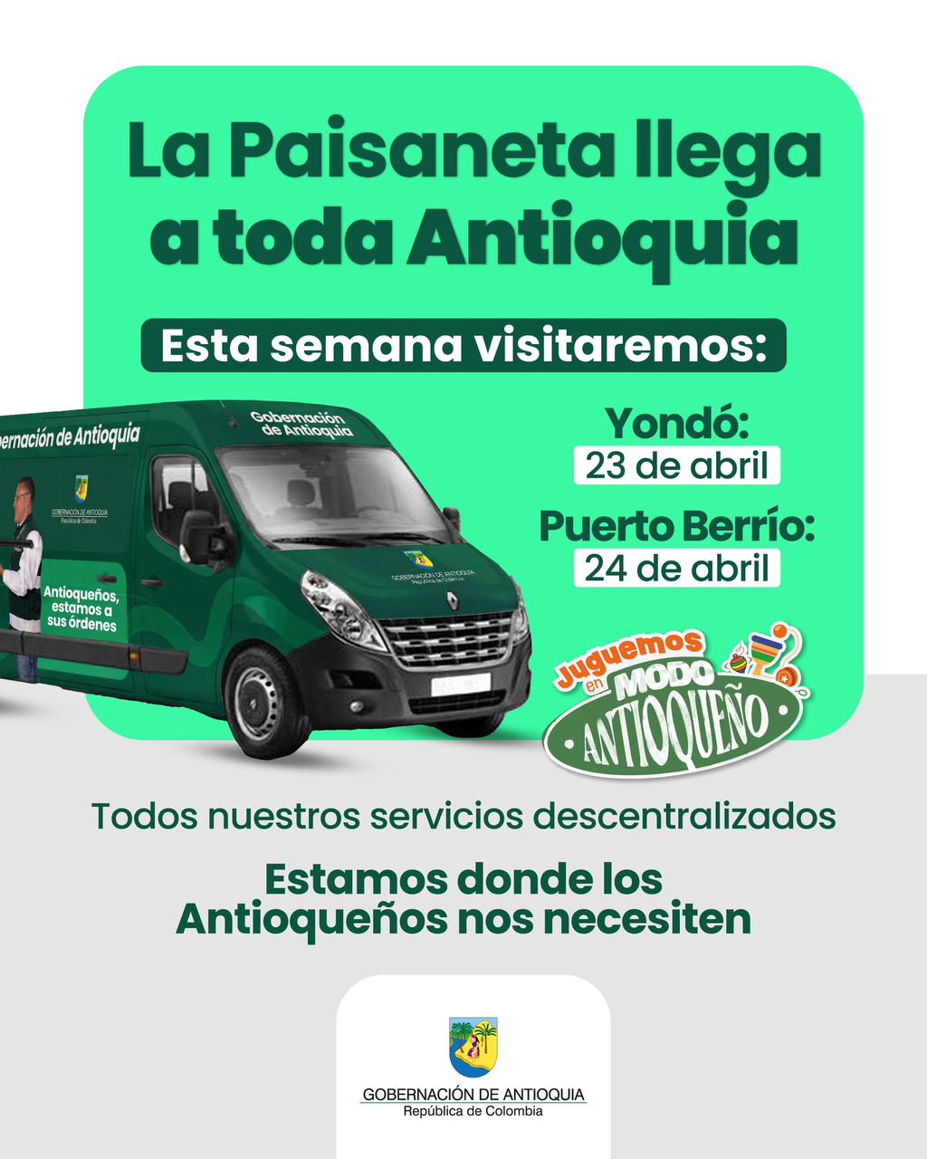 La Paisaneta sigue recorriendo Antioquia acercando la oferta  institucional a los territorios 