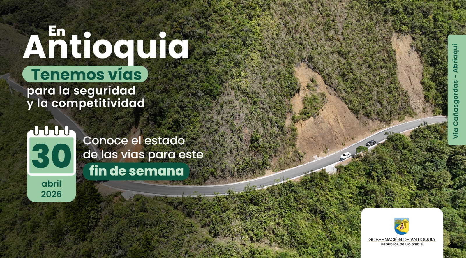 Estado de las vías en Antioquia para este fin de semana 