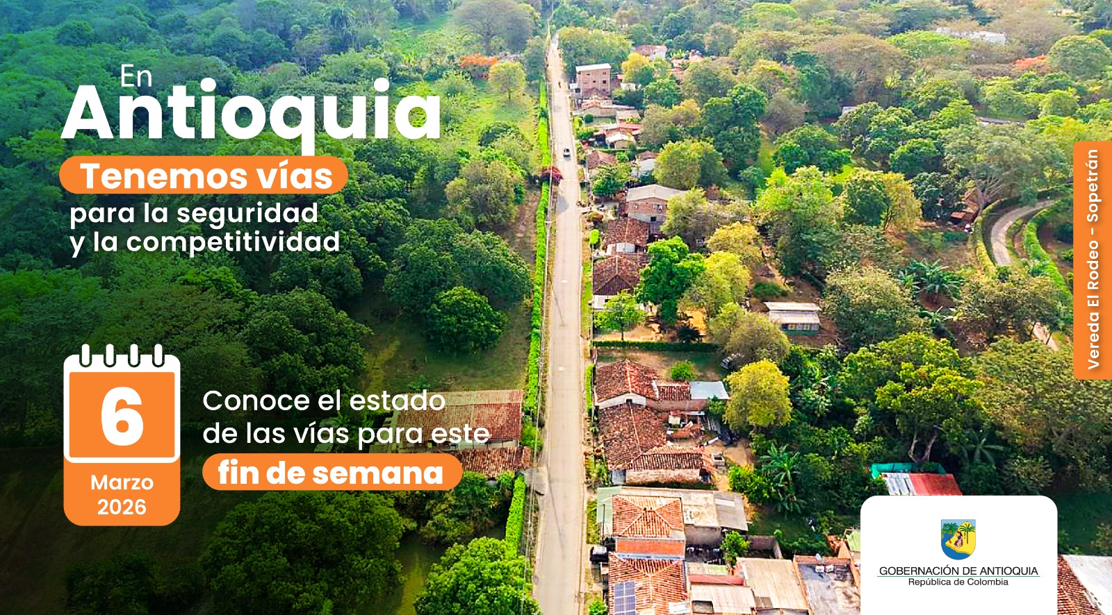 Estado de las vías en Antioquia para este fin de semana