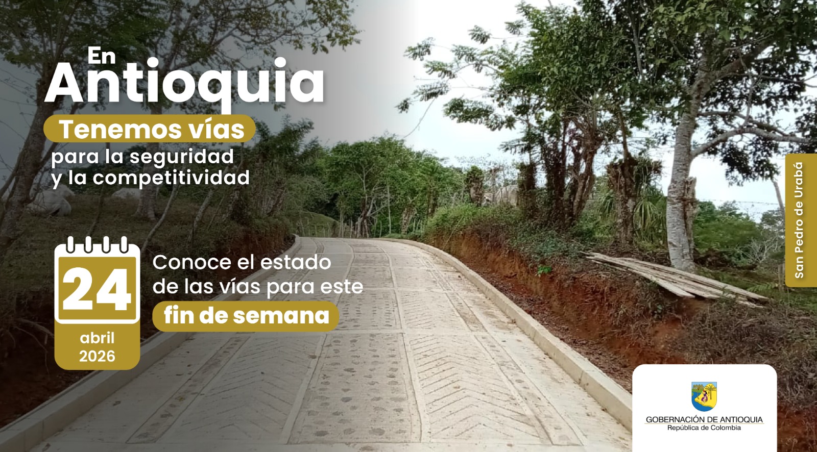 Estado de las vías en Antioquia para este fin de semana 