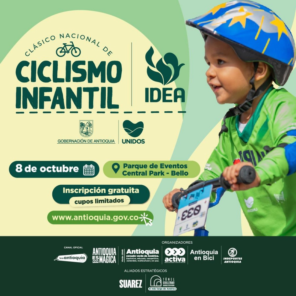 ¡Los niños y niñas de Antioquia pondrán a rodar sus bicis