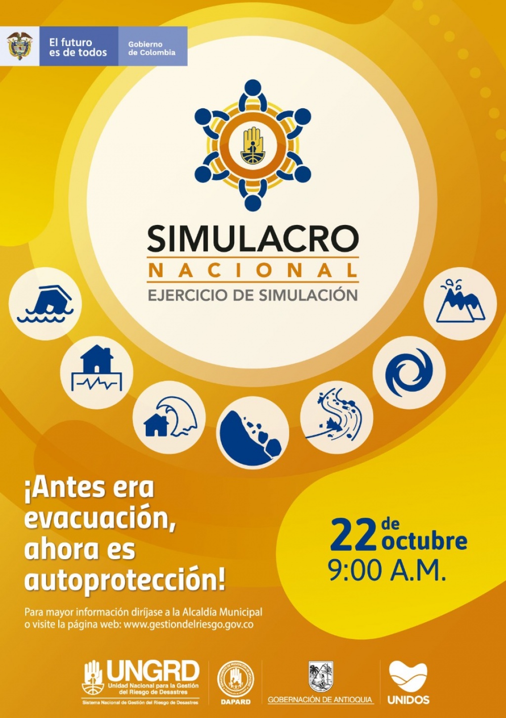 Antioquia se prepara para el Simulacro Nacional, ejercicio que se cumplirá el próximo 22 de octubre a las 9:00 a.m.