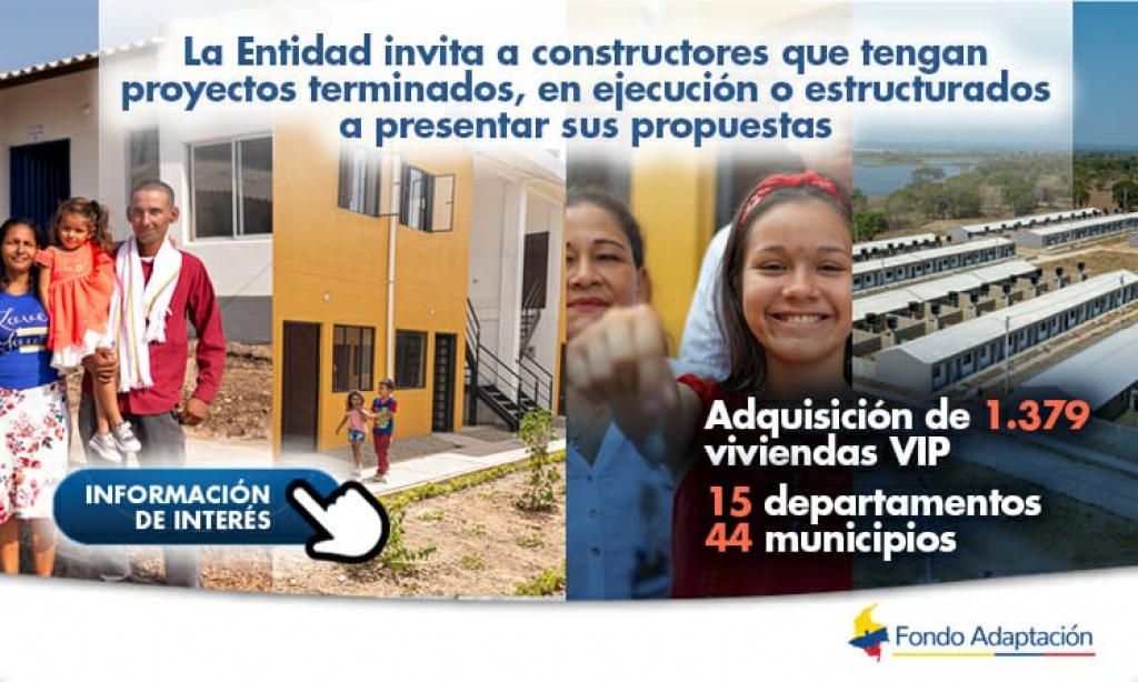 Fondo Adaptación busca proyectos de vivienda -VIP- en Antioquia y otros 14 departamentos