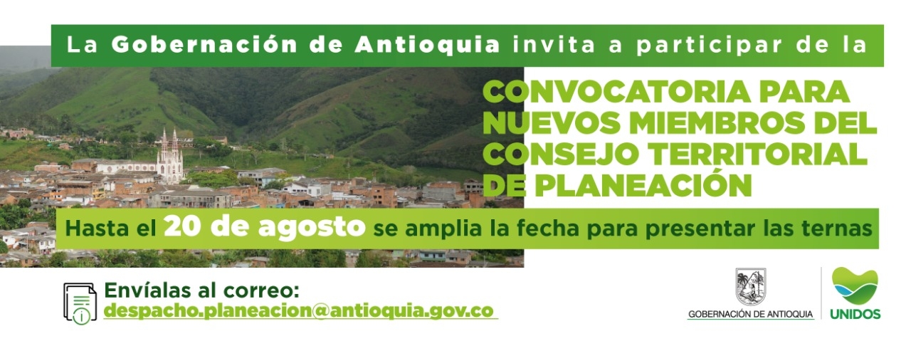 Hasta el 20 de agosto se amplía la convocatoria para nuevos miembros del Consejo Territorial de Planeación Departamental