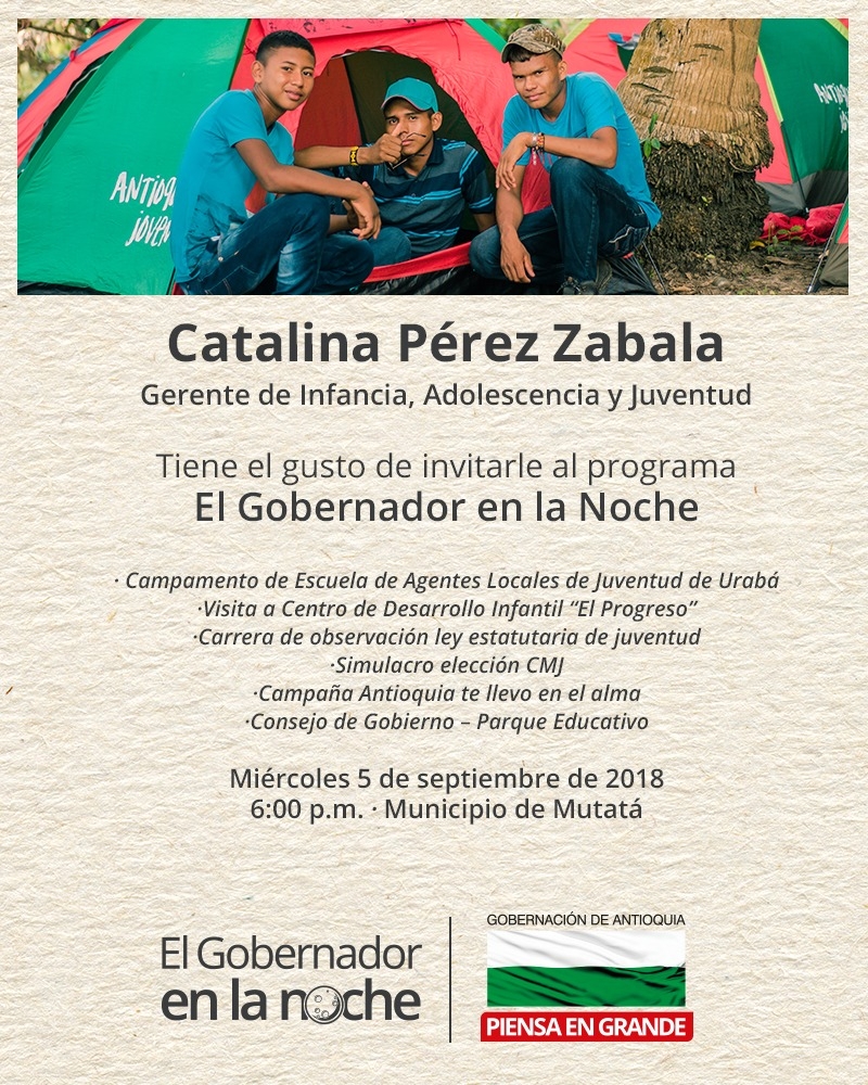 “El Gobernador en la Noche” le apuesta a la niñez y a la juventud de Mutatá
