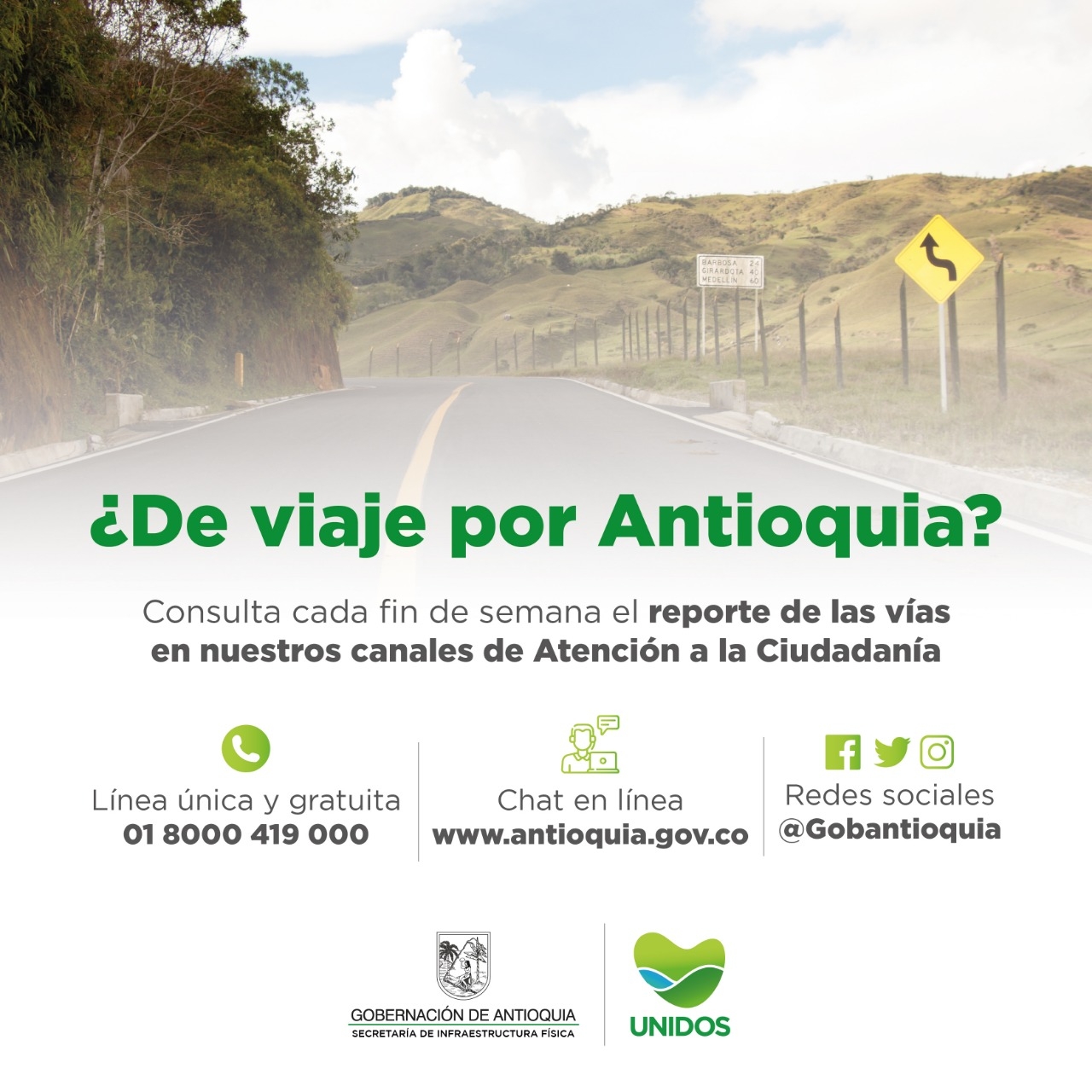 Estado de la Red Vial del departamento para este fin de semana